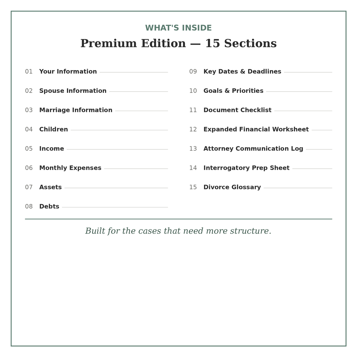 Divorce Case Organizer-Premium Edition